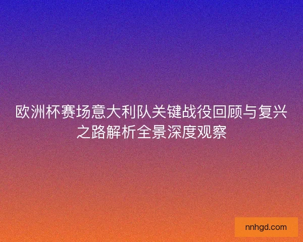欧洲杯赛场意大利队关键战役回顾与复兴之路解析全景深度观察