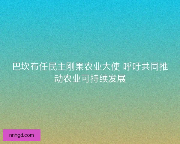 巴坎布任民主刚果农业大使 呼吁共同推动农业可持续发展